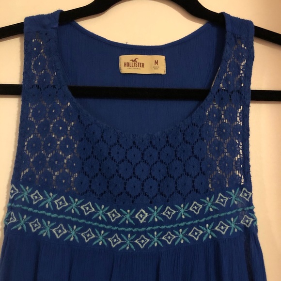 Hollister royal blue embroidered tank top